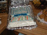 Birthday cake for Dan Dorrough; Family reunion at George s house